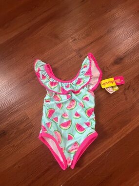 Penelope Mack Pink & Aqua Watermelon Ruffle One-Piece